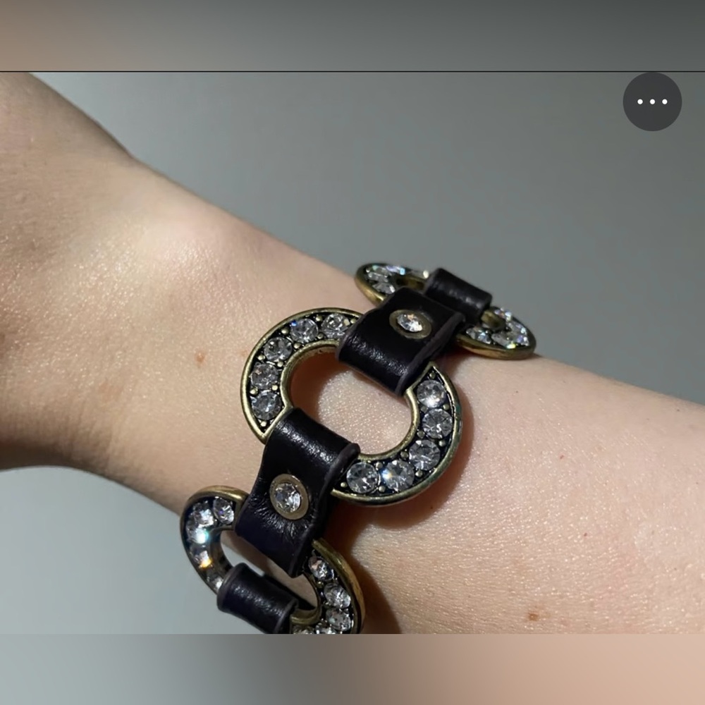 Premier Designs Jewelry Starlet
Rhinestone Bracelet Brown Leather Snap Cuff